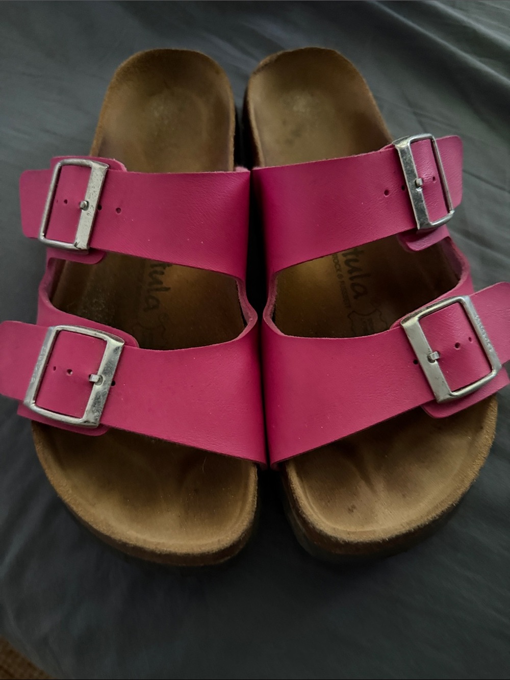 Women’s Fuchsia Double-Buckle Slide Sandals